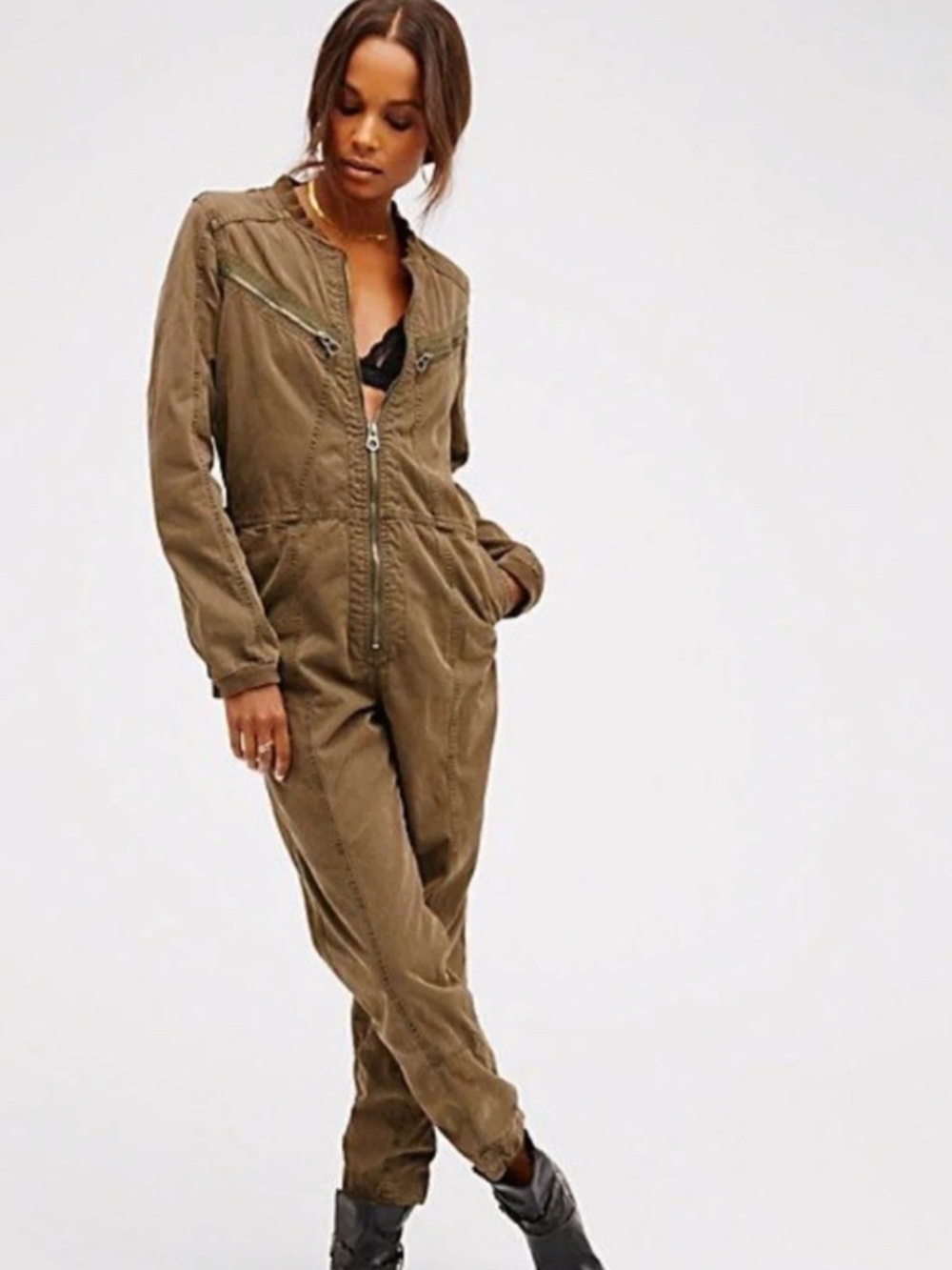 FREE PEOPLE FLEETWOOD FLIGHT SUIT GREEN SIZE 2